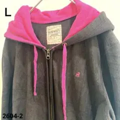 一点物✨OLD NAVY グレー/ピンク パーカー Lのサムネイル