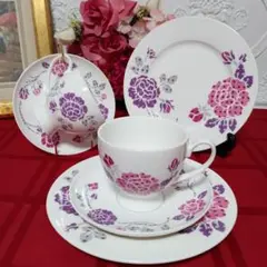 Francfranc フランフラン バラ柄プレートかップ・ソーサーセット ２客