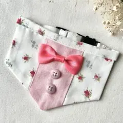 【送料無料・匿名配送】猫　首輪　スーツスタイ　ピンク　小花