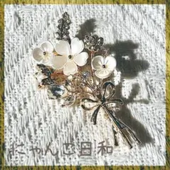 ブーケ ブローチ 花束 パール風 ゴールド フォーマル オケージョン