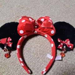 ミニーちゃん　イヤリングカチューシャ　水玉　赤　ディズニーリゾート