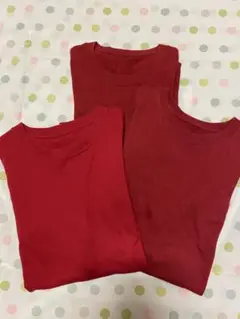 【ユニクロ】 赤のクルーネックTシャツ3枚セット