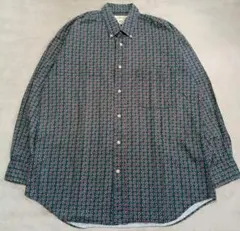 90s NATURAL ISSUE 총 무늬 버튼 다운 긴팔 셔츠 M사이즈