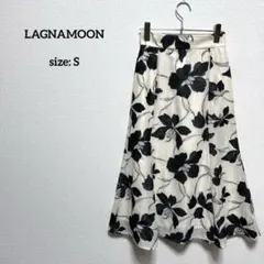 美品 ラグナムーン フラワージャガードスカート S ロング丈 メッシュ ベージュ