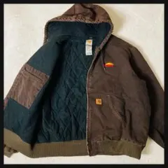 267【美品・XXL】カーハート アクティブジャケット キルティングロゴ刺繍のサムネイル