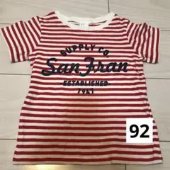 H&M Tシャツ(92) 赤白ストライプ