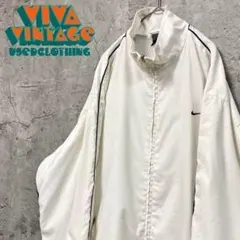 レアカラー【古着】ナイキ 刺繍ナイロンジャケット ホワイト メンズ2XL