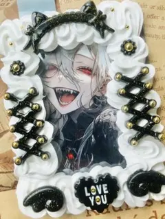 トレカデコ ホイップデコ トレカケース B8 縦入れ 猫耳 リボン 黒 Love