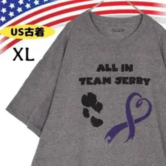 47027【アメリカ古着】ギルダン 半袖Tシャツ グレー XL パープルリボン