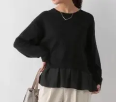 グローバルワーク　メルティ布帛ドッキングプルオーバー