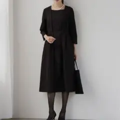 DRESS+ ドレスプラス 立体感が魅力の フォーマルワンピース M