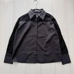 美品✨24SS✨セオリーリュクス レース バンドカラー ブラウス ブラック