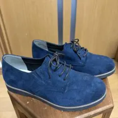 ネイビー スエード レースアップシューズ