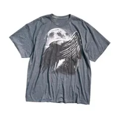 7TSM2 月と鷲　プリントTシャツ　半袖　インポート　杏ネイビー　古着used