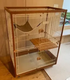 猫 ケージ 2段 木製 キャスター スライドドア ハンモック ienekoのサムネイル