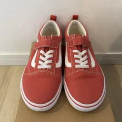 VANS 21cm オールドスクールV キッズ 赤 白 ベルクロ