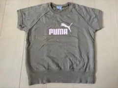PUMA カーキ 半袖Tシャツ ロゴ入り 162cm~168cm