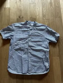 ユニクロ　リネンコットンストライプスタンドカラーシャツ　Mサイズ