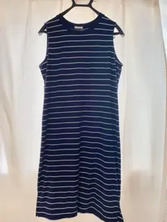 【美品】GU ジーユー　ボーダーワンピース　ネイビー×ホワイト　Mサイズ