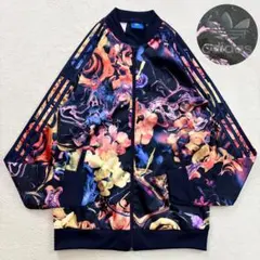 未使用級 アディダス トラックジャケット ロゴ フラワー マルチカラー
