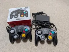き*と様 スマブラブラック ゲームキューブコントローラー 2個&分配器セット 動