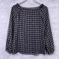 美品！KUMIKYOKU 組曲 千鳥格子柄 シアー素材 長袖ブラウス カットソーのサムネイル