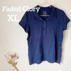 一点物✨海外 Faded Glory 【XL】ネイビー ドット柄 ポロシャツ