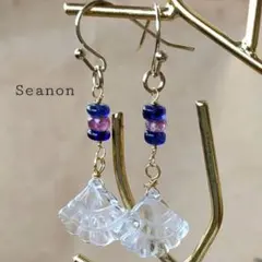 《14Kgf》水晶カービング＆ブルーサファイアピアス