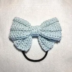 リボン型ヘアゴム　みず色