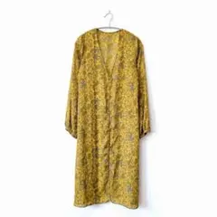 AZUL アズールバイマウジー【M】ロングカーディガン ペイズリー柄 イエロー