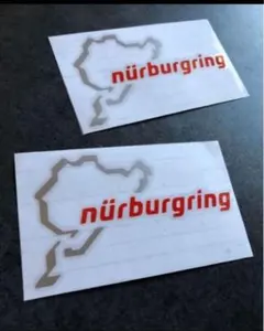 ★送料無料★ ニュルブルクリンク ステッカー 2枚 シルバー×赤色