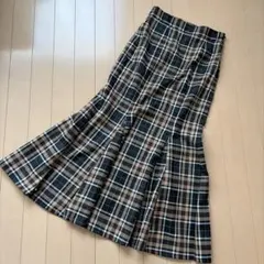 チェック柄 ロングフレアスカート