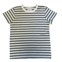 agnès b. グレーとホワイトストライプ Tシャツ
