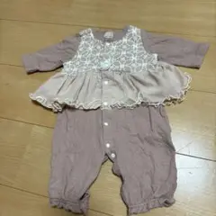 petit main ピンク レースロンパース