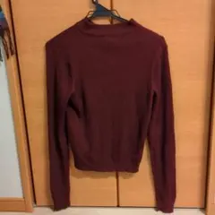 H&M レディース 長袖リブハイネックセーター M ボルドー