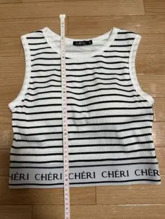CHÉRI ノースリーブストライプトップス Mサイズ