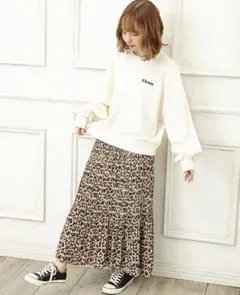 レオパードプリーツスカート