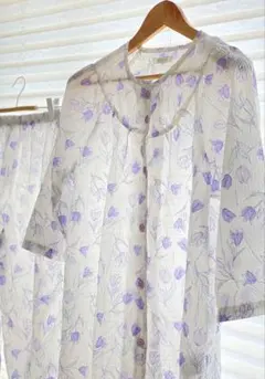 新品未使用 花柄パジャマ レディース 上下セット 七分丈 薄手 M〜L