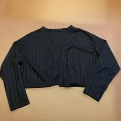 黒 ストライプ 長袖カーディガン