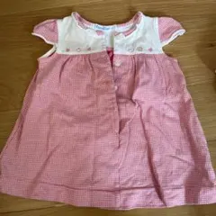 familiar 赤チェック ワンピース 70