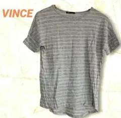 VINCE リネン ストライプ USAブランド グレー 半袖Tシャツ 麻