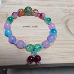 チェリーつきカラフルビーズブレスレット 15cm