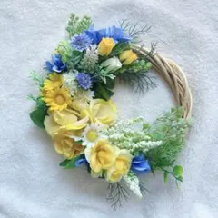 フラワーリース ビタミンカラー 春夏 玄関リース インテリア
