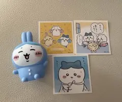 ちいかわ　ソフビ　ハチワレ、シール3枚セット