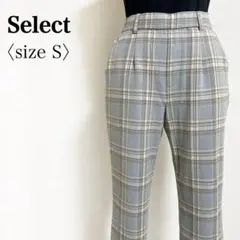 Select◎ウエストゴム チェック柄ストレートパンツ 秋冬 S 通勤スタイル