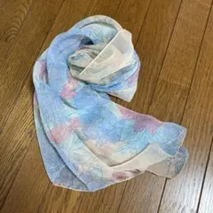 青とピンクの花柄シフォンストール＊送料込み＊