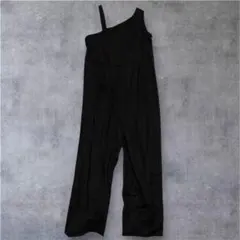 GU オールインワン ブラック L サロペット ワイドパンツ