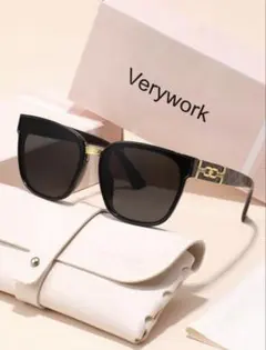 Verywork サングラス ブラック ゴールドフレーム