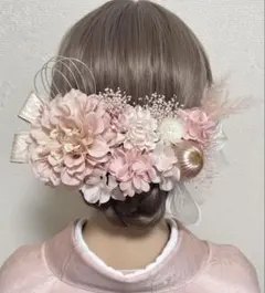 和装髪飾り　ヘッドドレス　成人式　髪飾り　卒業式　結婚式　ピンク　ドライフラワー