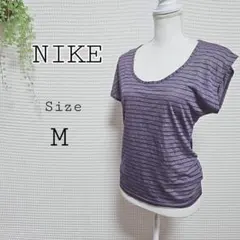 NIKE 紫 ストライプ Tシャツ M イレギュラースリーブのサムネイル